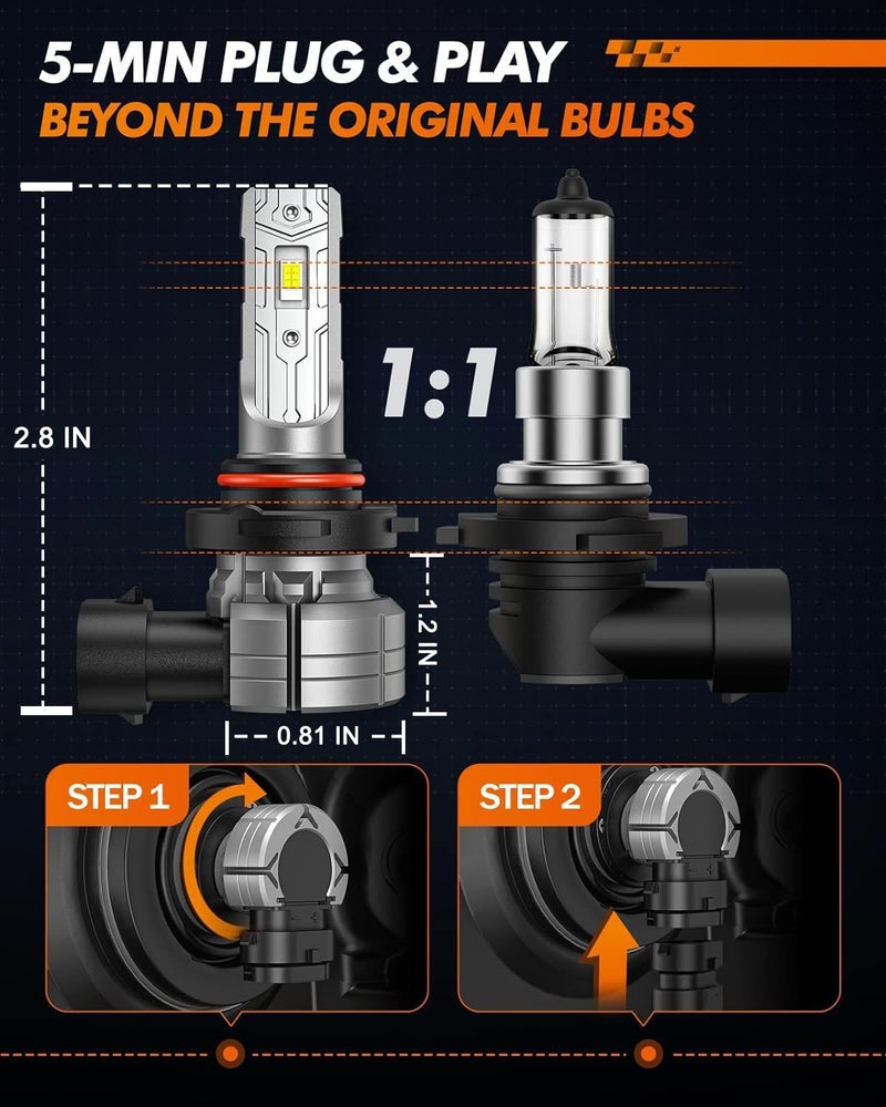 SEALIGHT مصابيح ضباب LED H10 9145 9140 برتقالية، 12000 لومن 3500K مصابيح ضوء أصفر، اختراق ضوء قوي، بديل لمصابيح الضباب الأمامية 9040 9045 للسيارات والشاحنات وSUVs، غير قطبي - Image 5